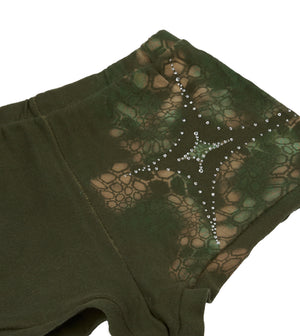 Khaki Hotshot Hotpants - Airbrushed Star Print with Rhinestone Detail