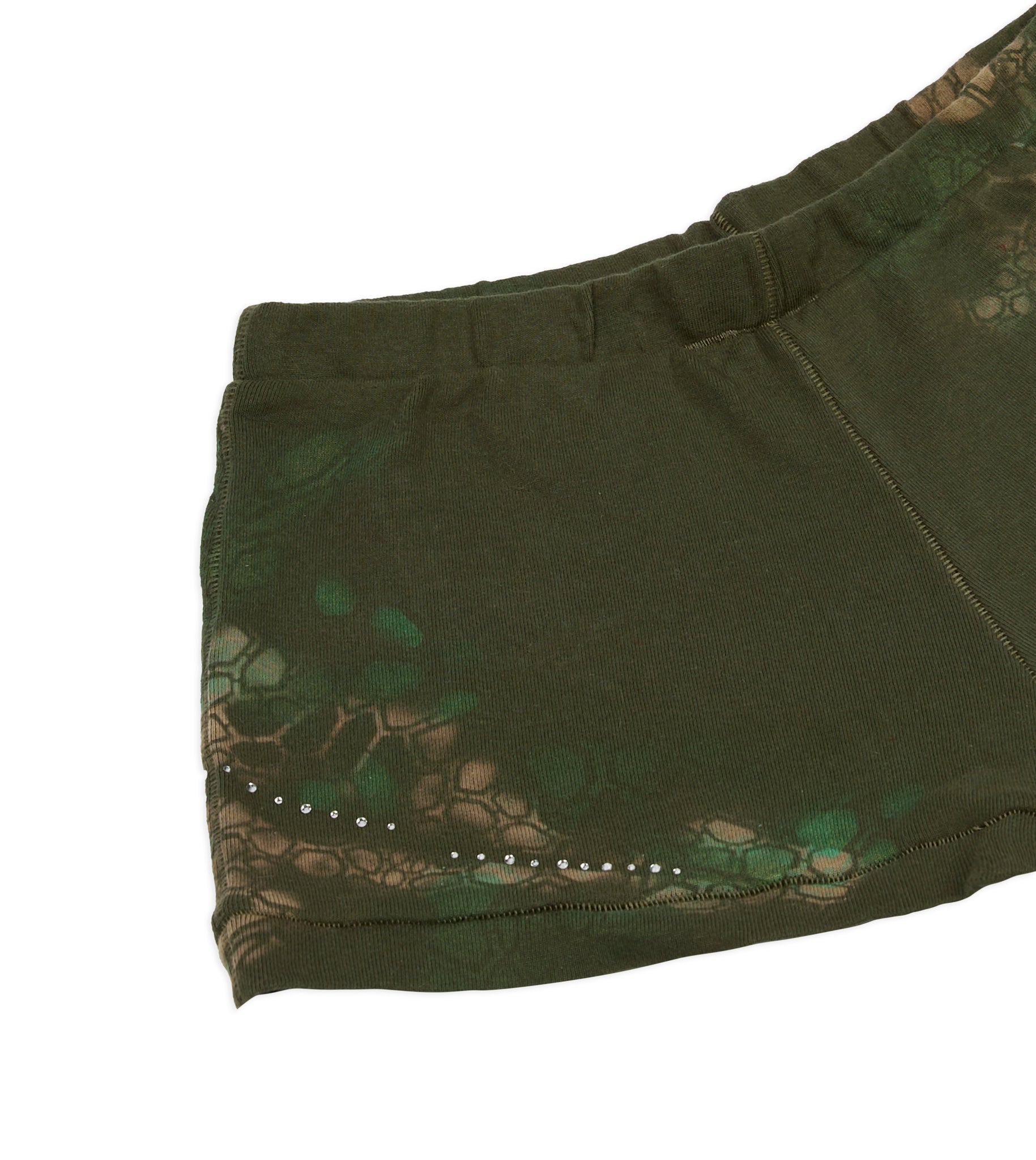 Khaki Hotshot Hotpants - Airbrushed Star Print with Rhinestone Detail
