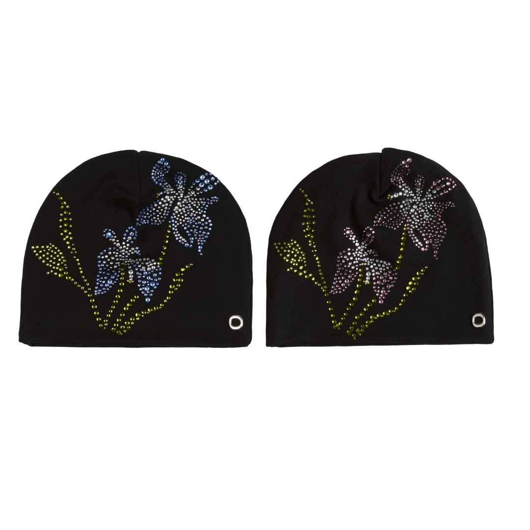 Blue and Pink Rhinestone Orchid Beanie - Duo – OYIN Studio