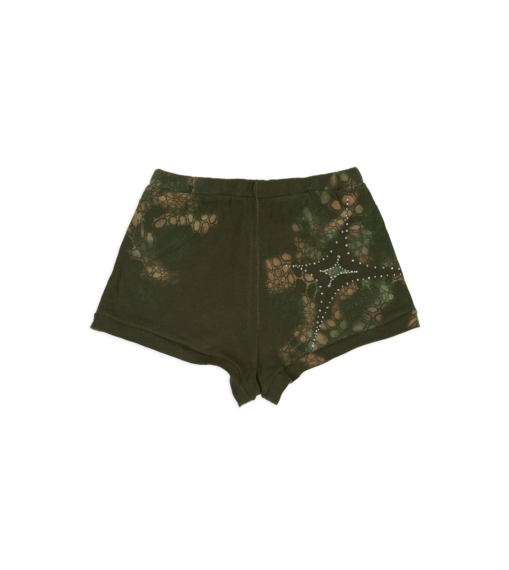 Khaki Hotshot Hotpants - Airbrushed Star Print with Rhinestone Detail