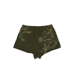 Khaki Hotshot Hotpants - Airbrushed Star Print with Rhinestone Detail